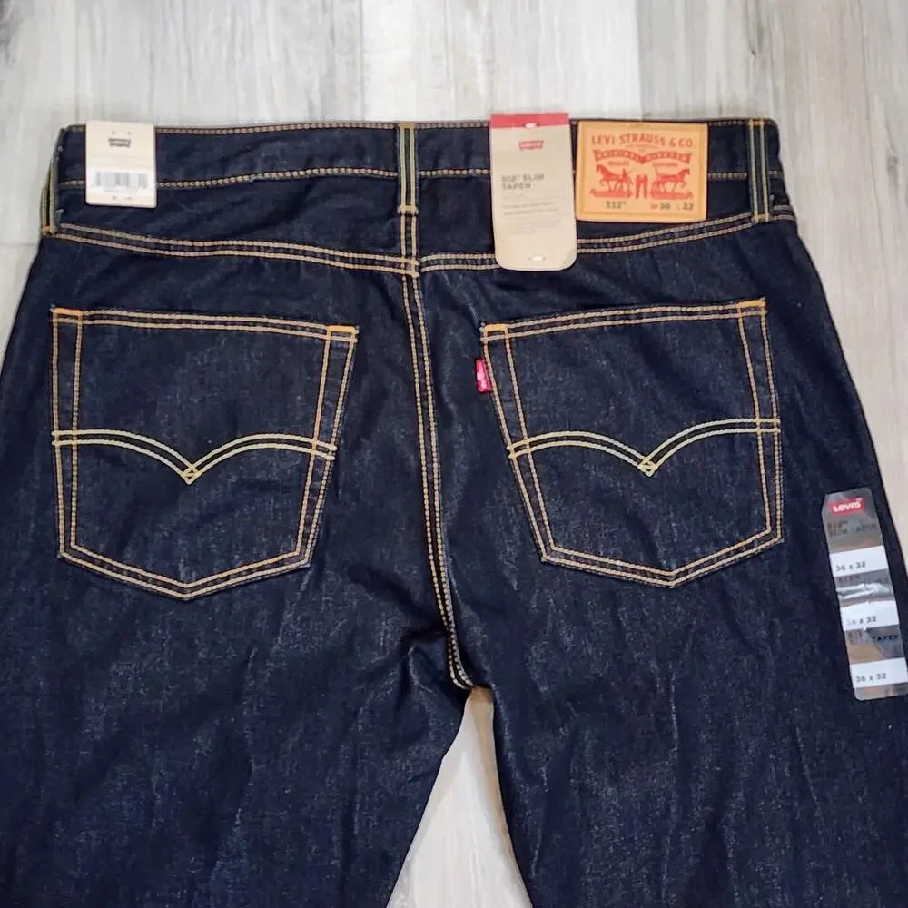 Levi's 512 Jeans Men's 36X32 Dark Wash Slim Taper New 288333148